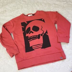 Appaman crew neck sweatshirt skeleton skull print - red black